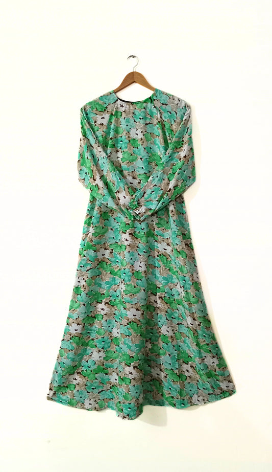 Emerald Blossom Printed Maxi Abaya