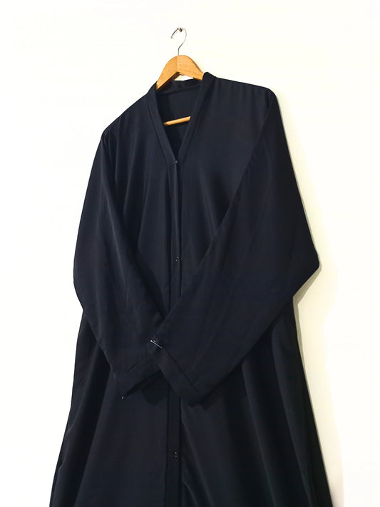 Plain Black Front Open Abaya