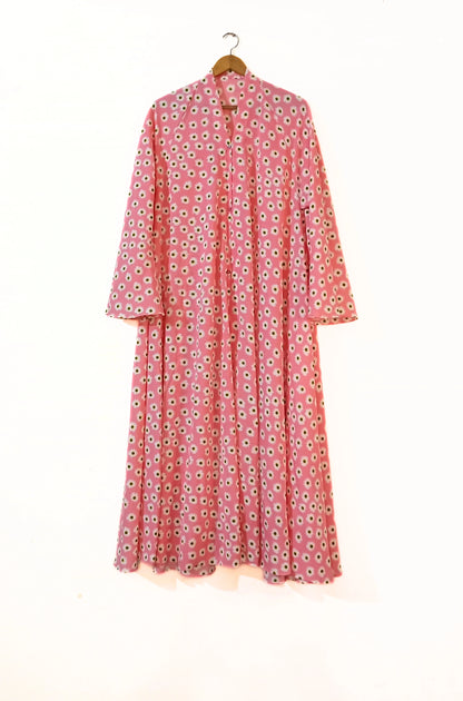 Coral Pink Front Open Long Flared Abaya