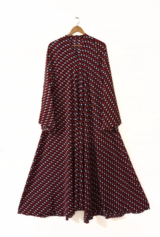 Polka Dot Pattern Long Flair Abaya