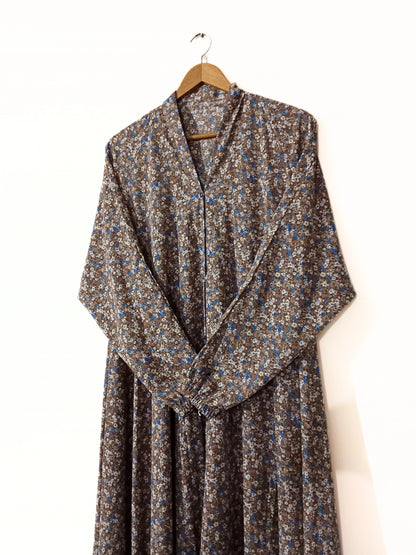 Earth Bloom Floral Front Open Long Flair Abaya