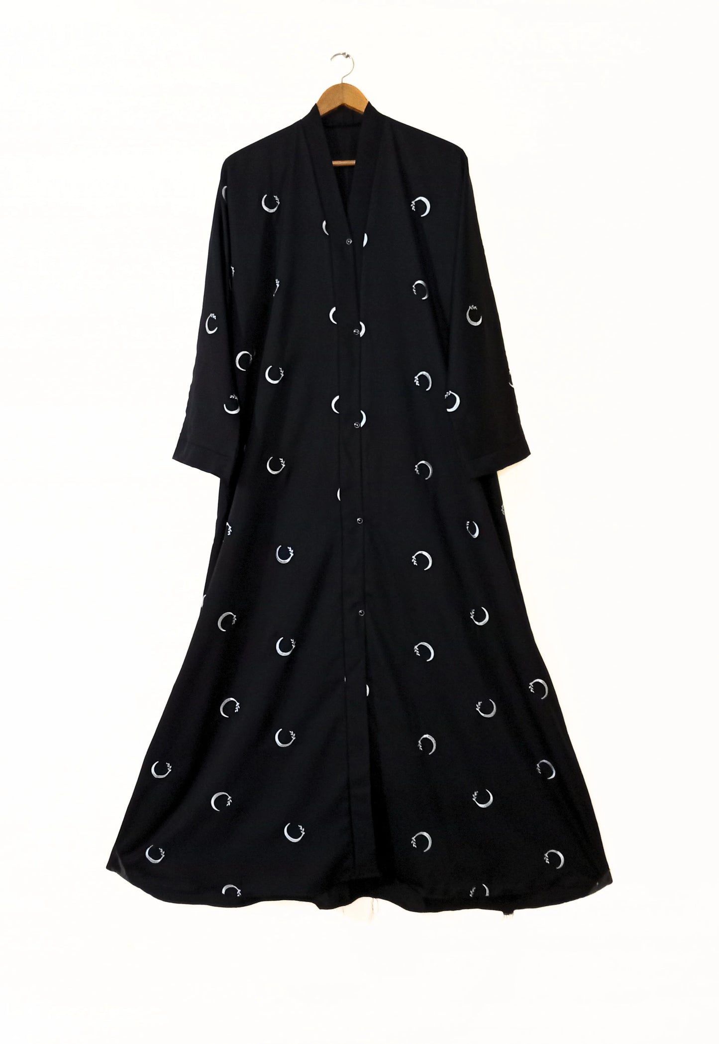 Moon Embroidered Front Open Abaya