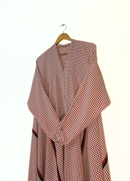 Checkered Front Open Long Flair Abaya