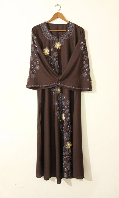Moonlight Veil Abaya - Brown