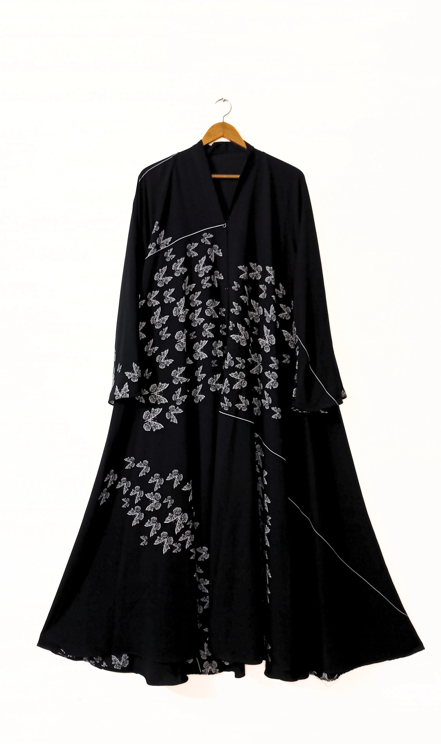 Butterfly Garden Front Open Long Flair Abaya