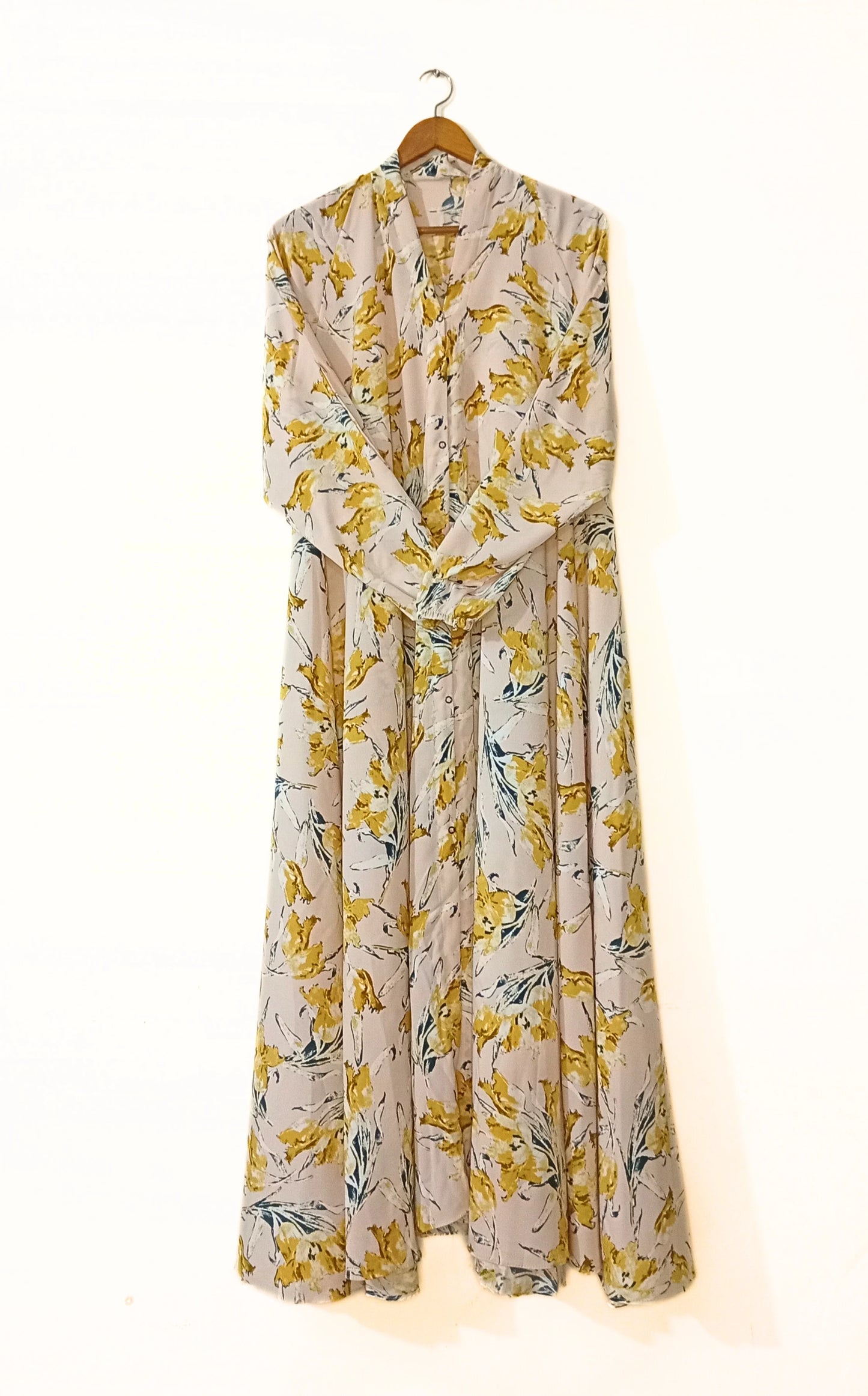 Sunshine Petal Front Open Long Flair Abaya