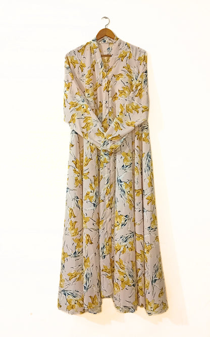 Sunshine Petal Front Open Long Flair Abaya