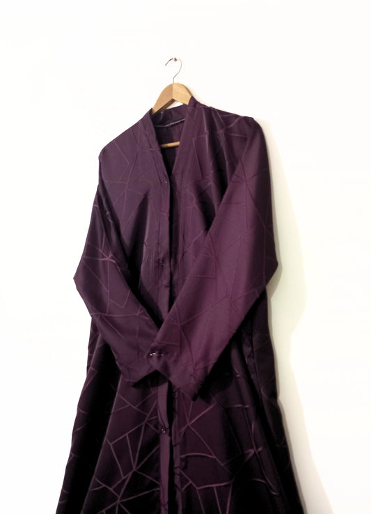 Matte Purple Pattern Printed Abaya