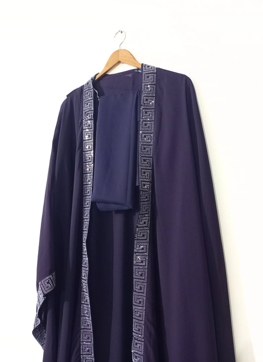 Ottoman Grace Abaya With Staller - Magenta Purple