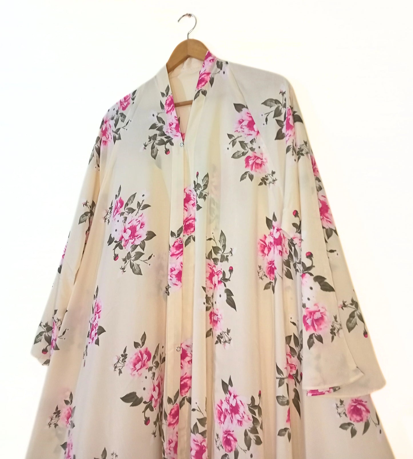 Sakura Blush Front Open Long Flared Abaya
