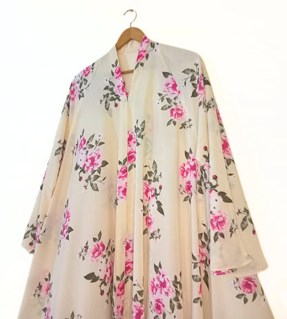 Sakura Blush Front Open Long Flared Abaya