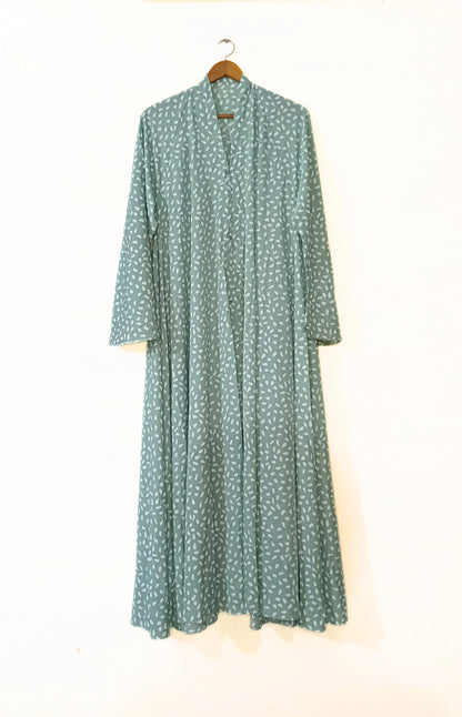 Mint Leaf Front Open Long Flair Abaya