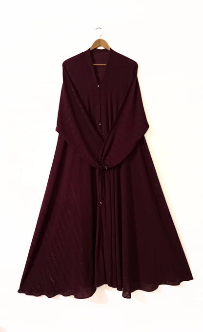 Front Open Red Maroon Zarri Abaya