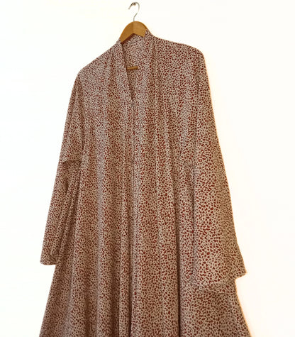 Leopard Print Front Open Long Flair Abaya