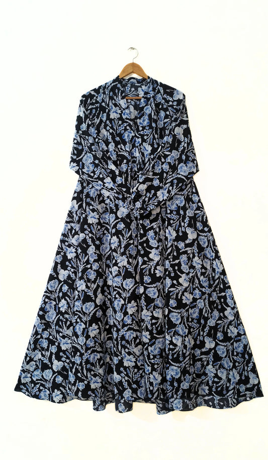 Twilight Petals Front Open Long Flair Abaya
