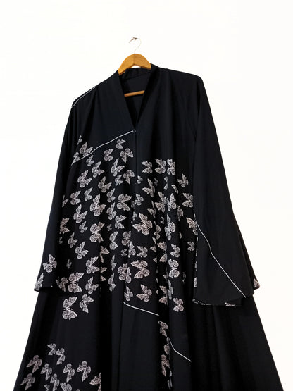 Butterfly Garden Front Open Long Flair Abaya