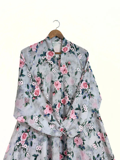 Roseline Front Open Long Flair Abaya