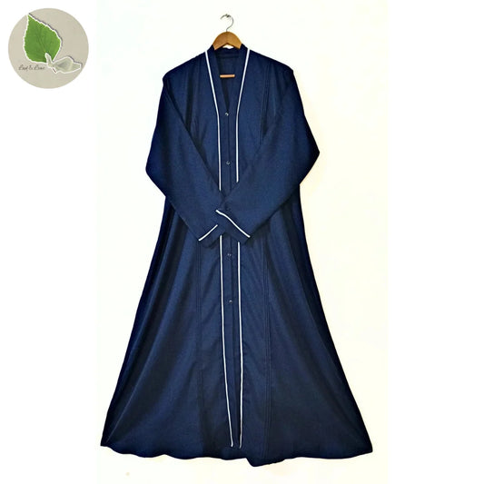 Dark Blue  Nidha Abaya With White Lines