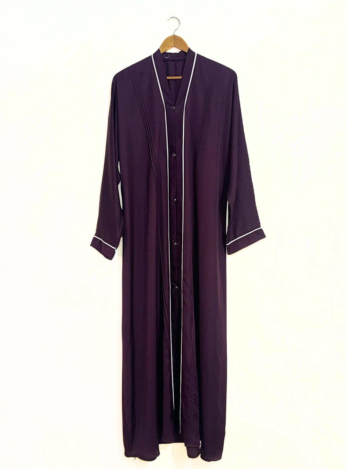 Dark Purple Nidha Abaya With White Lines