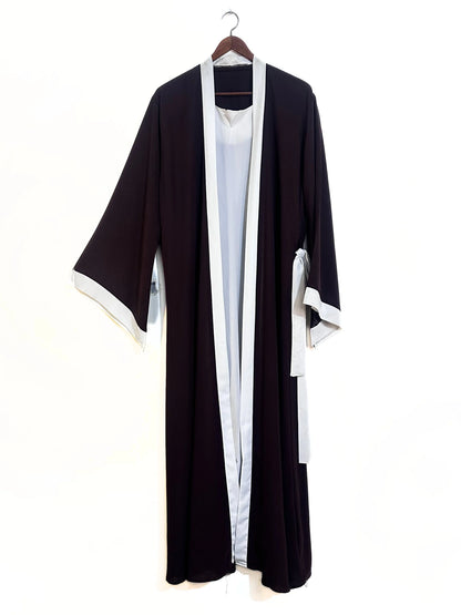 Gown Style Abaya With Attached Inner - Dark Brown