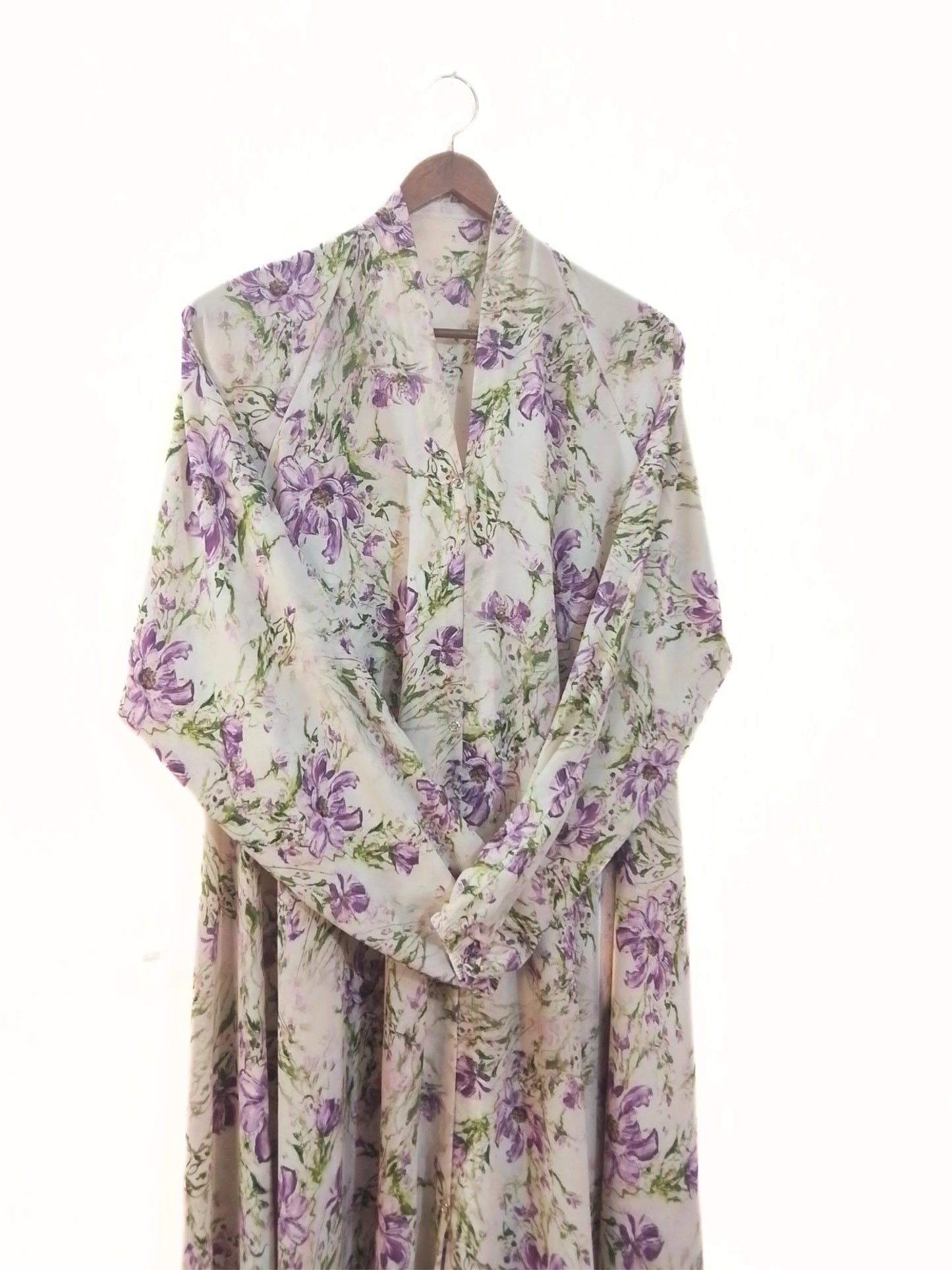 Floral Garden Front Open Long Flair Abaya