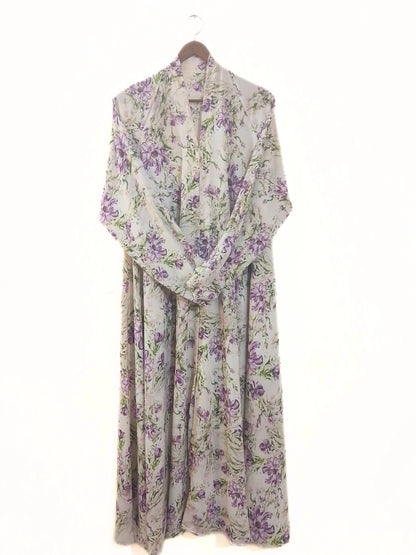 Floral Garden Front Open Long Flair Abaya