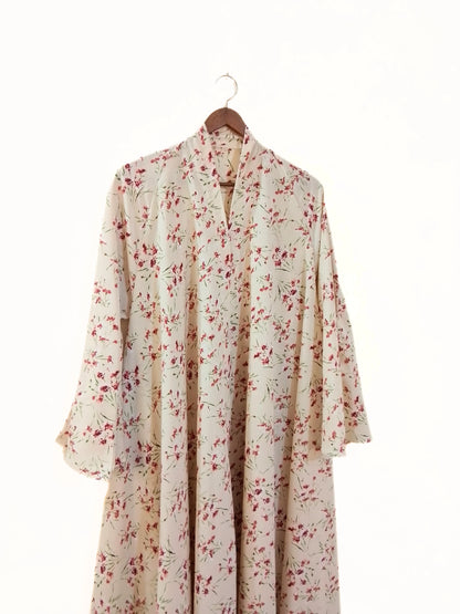 Petal Charm Front Open Long Flair Abaya