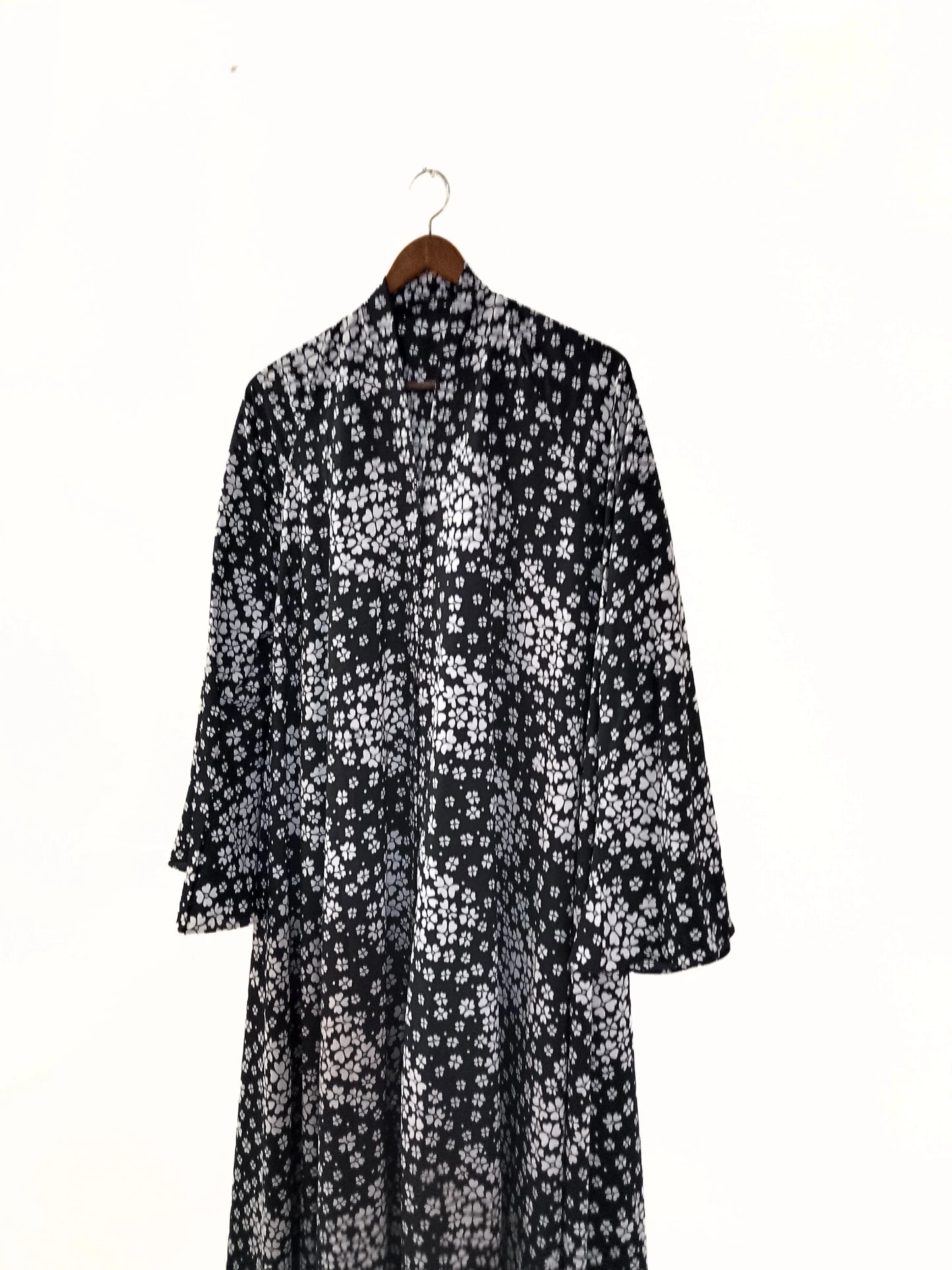 Petal Noir Front Open Long Flared Abaya