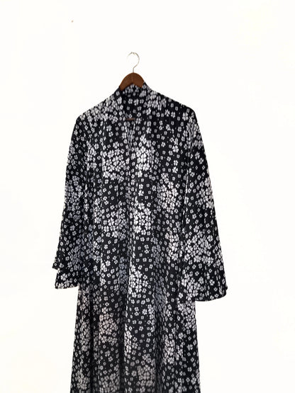 Petal Noir Front Open Long Flared Abaya