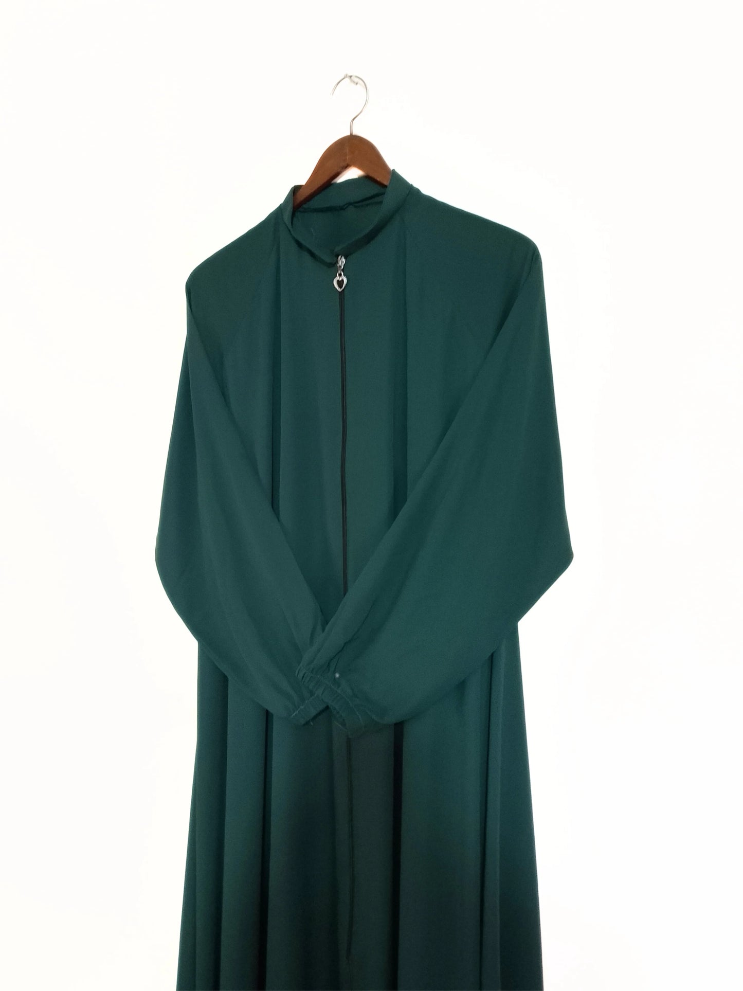 Zipper Style Abaya-Forest Green Colour