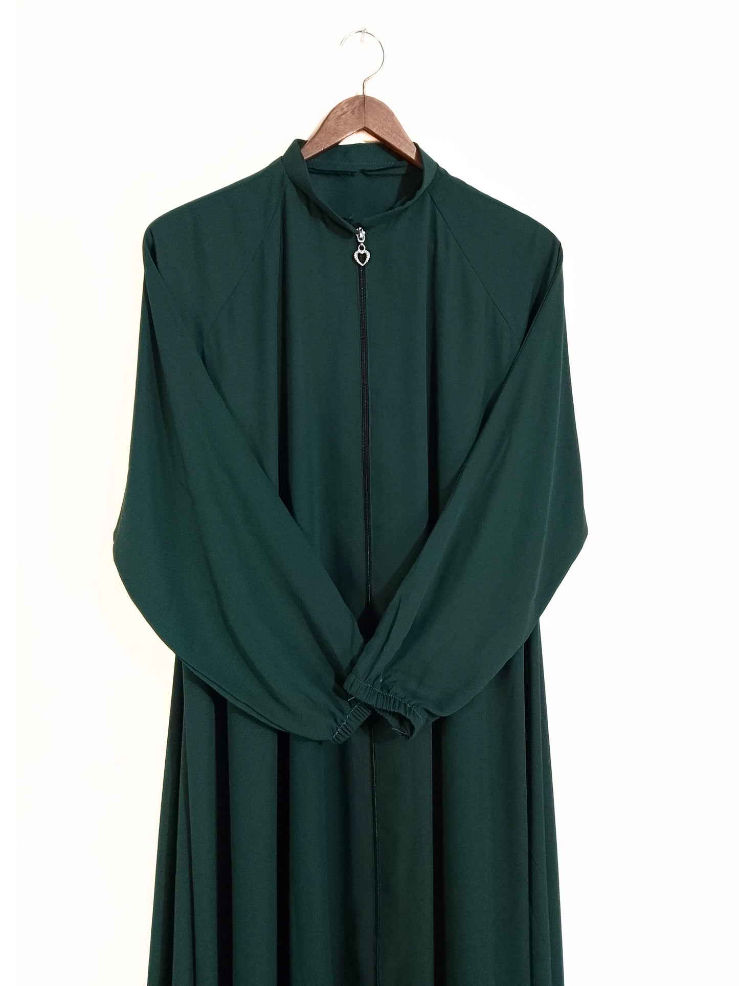 Zipper Style Abaya-Forest Green Colour