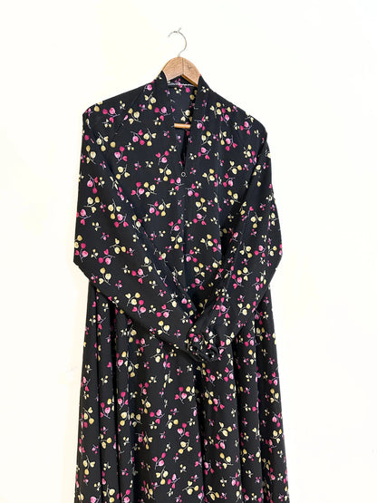 Midnight Berry Front Open Long Flair Abaya