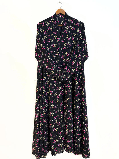 Midnight Berry Front Open Long Flair Abaya