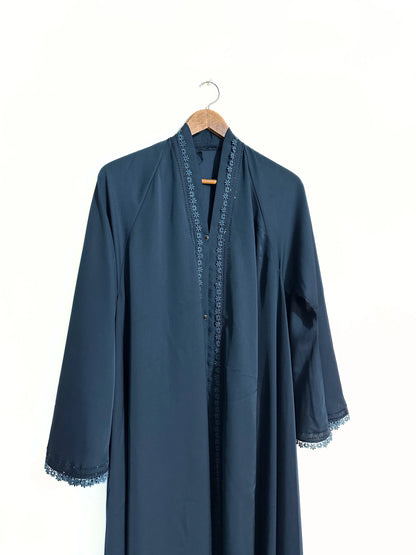 Zinc Colour Nidha Abaya With Full Lace Work