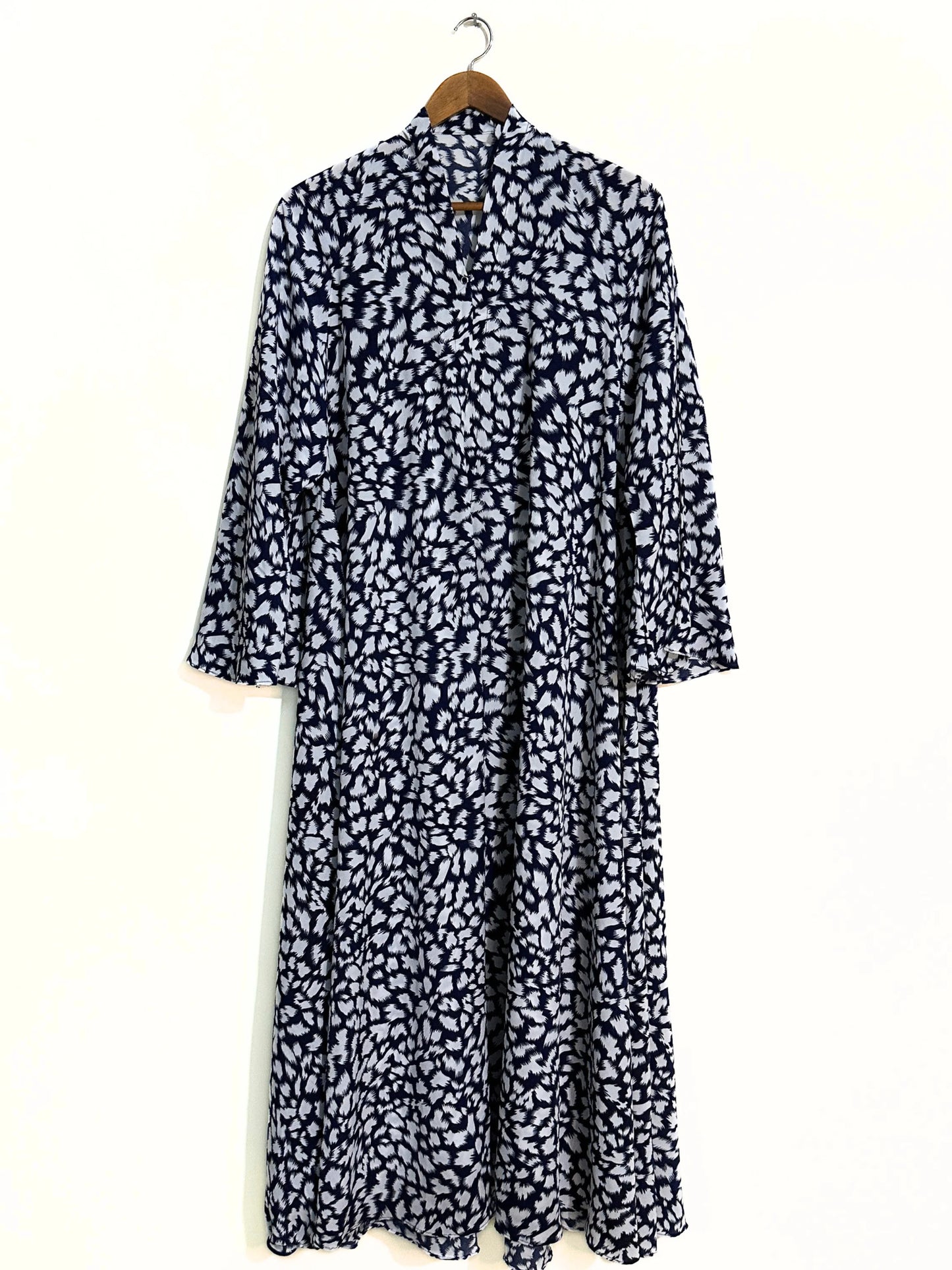 Black Noir Front Open Long Flair Abaya