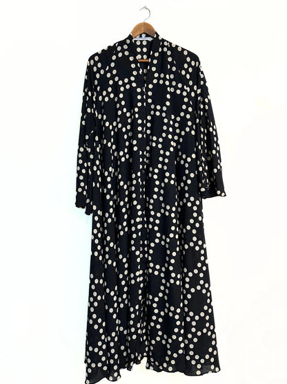 Pearly Dots Front Open Long Flair Abaya