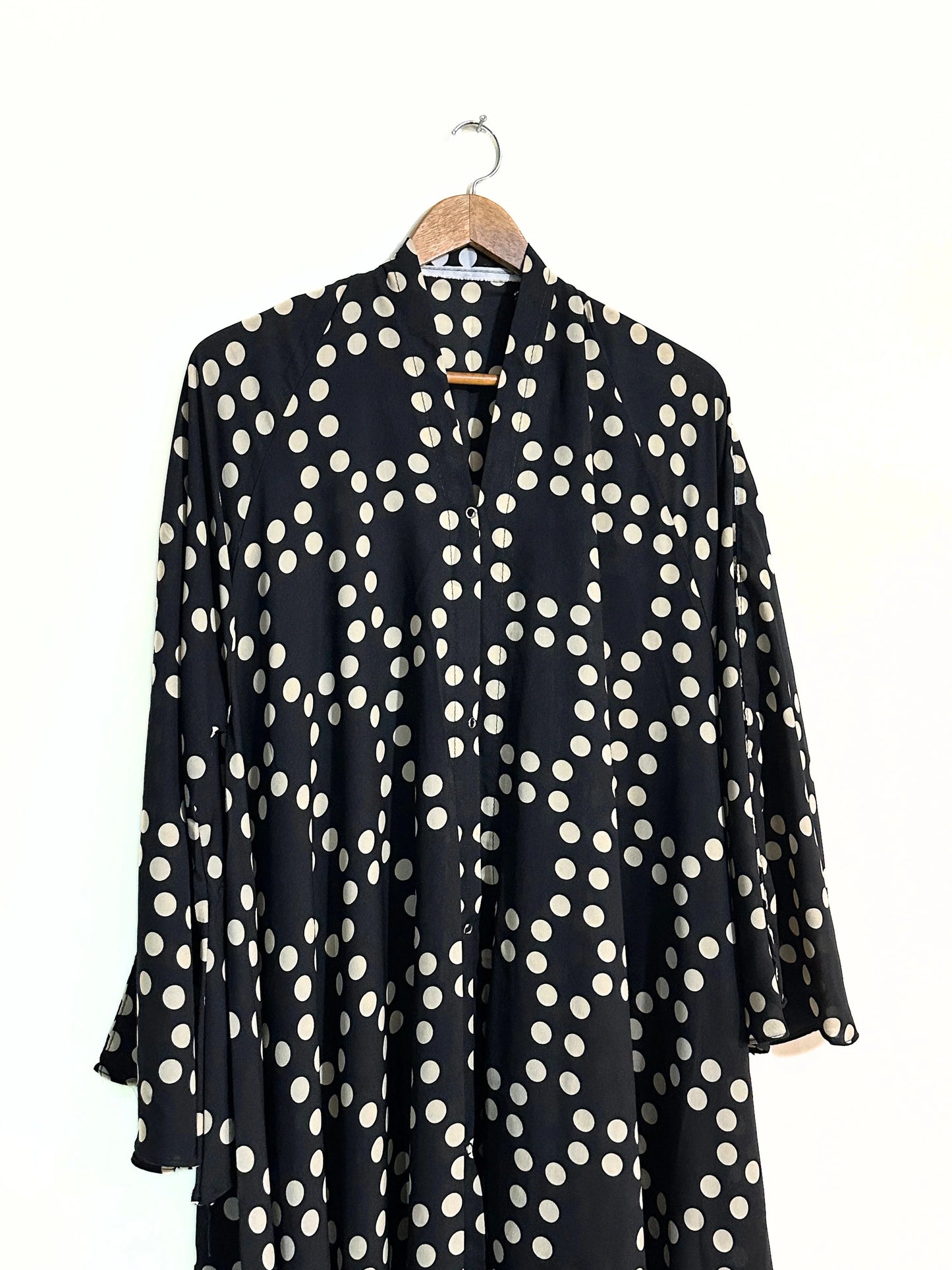 Pearly Dots Front Open Long Flair Abaya
