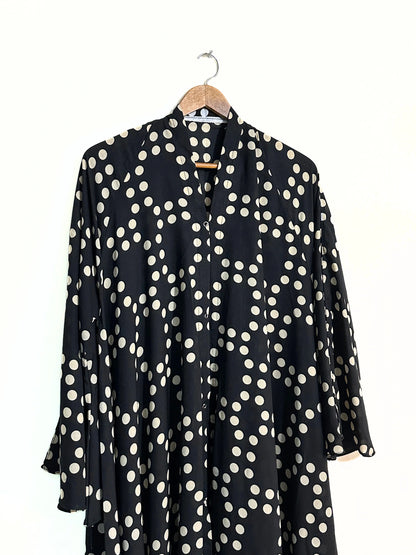 Pearly Dots Front Open Long Flair Abaya