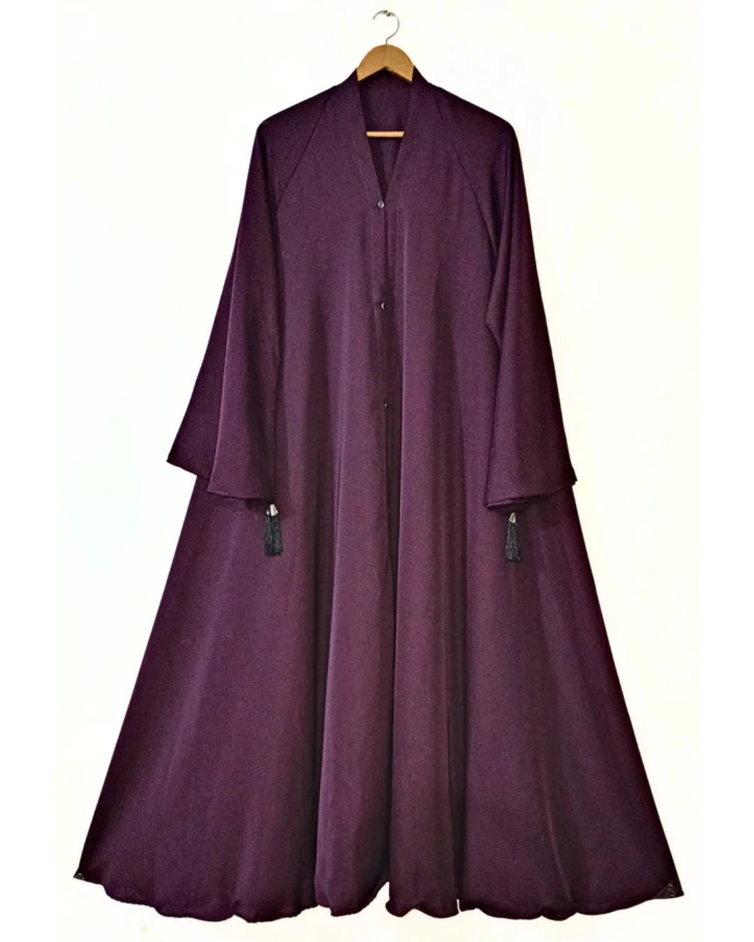 Dark Plum Front Open Long Flair Nidha Abaya