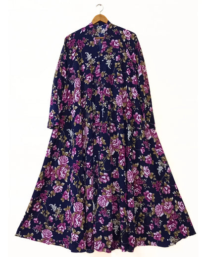 Blooming Orchid Front Open Long Flair Abaya