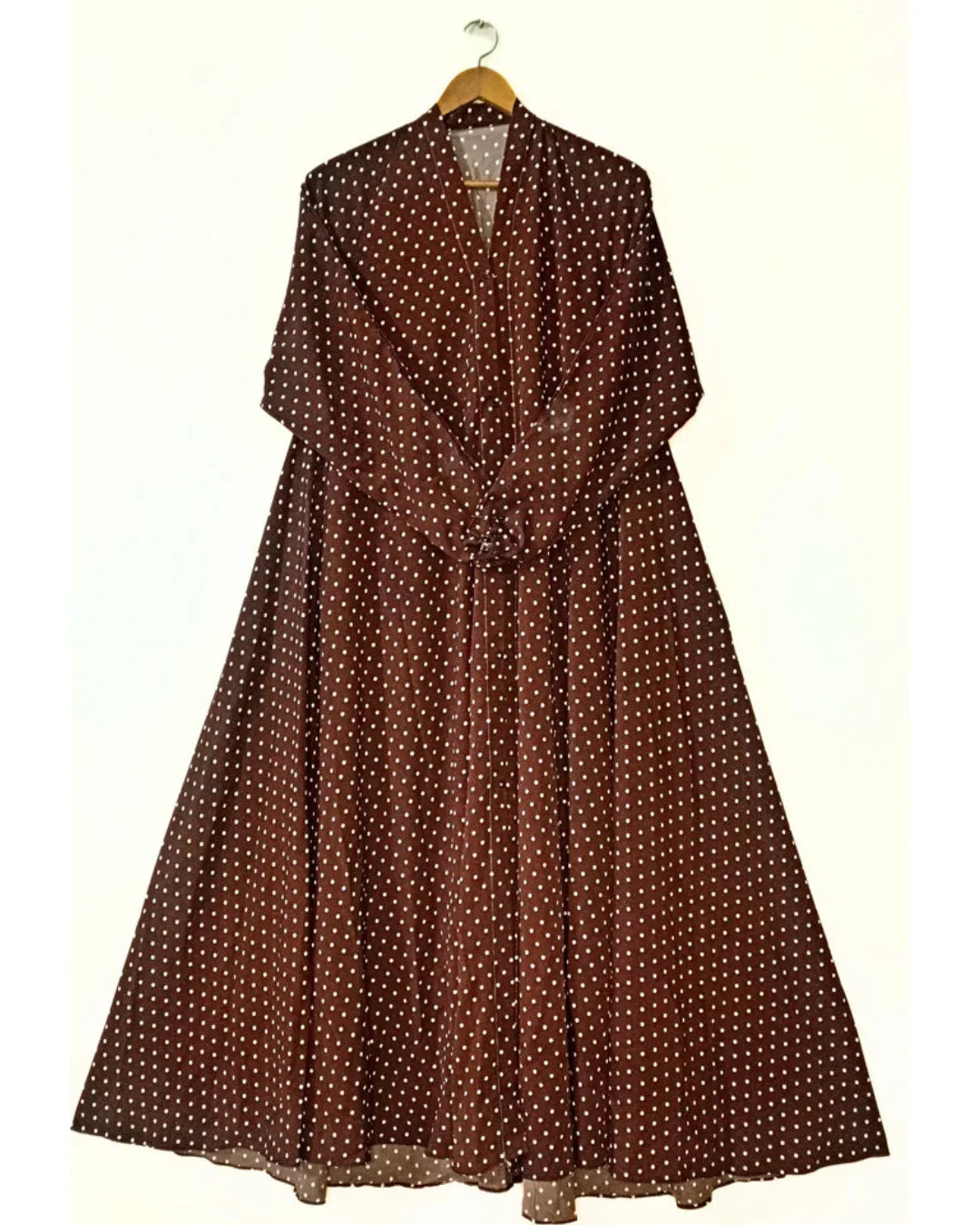 Polka Pop Front Open Long Flair Abaya