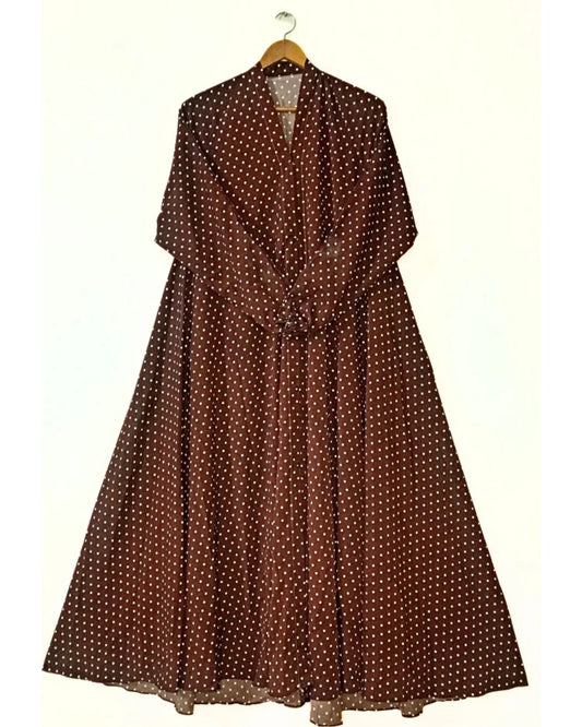 Polka Pop Front Open Long Flair Abaya