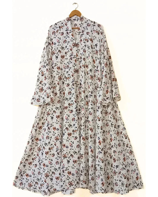 Vanilla Blossom Front Open Long Flair Abaya