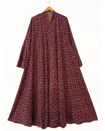 Mulberry Bloom Front Open Long Flaired Abaya