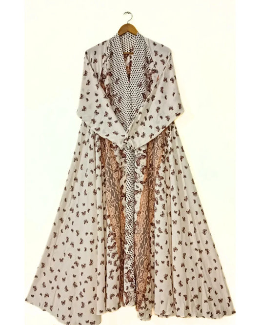 Flora Veil Front Open Long Flair Abaya
