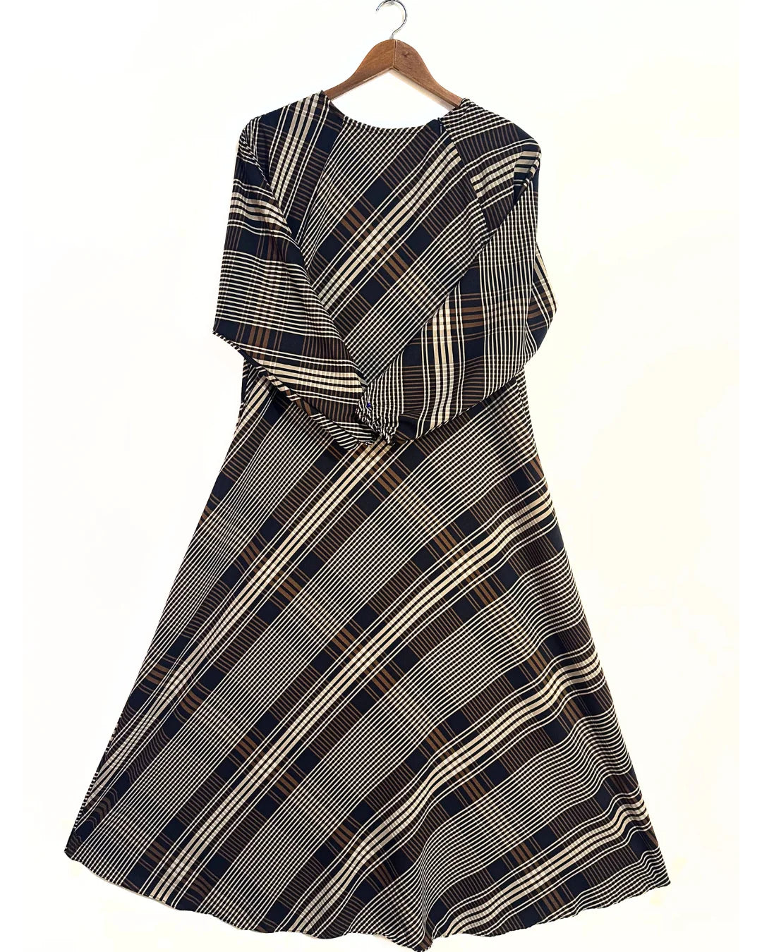 Black Mocha Check Pattern Maxi Style Abaya