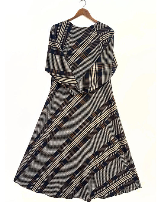 Black Mocha Check Pattern Maxi Style Abaya