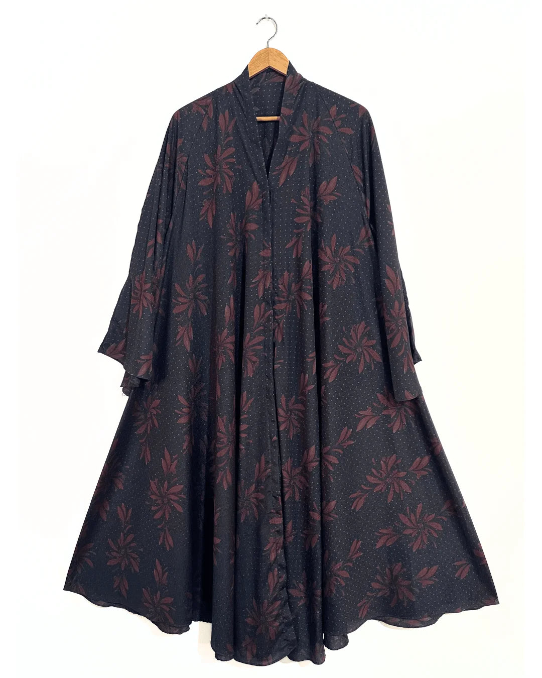 Red Petals Front Open Long Flare Abaya