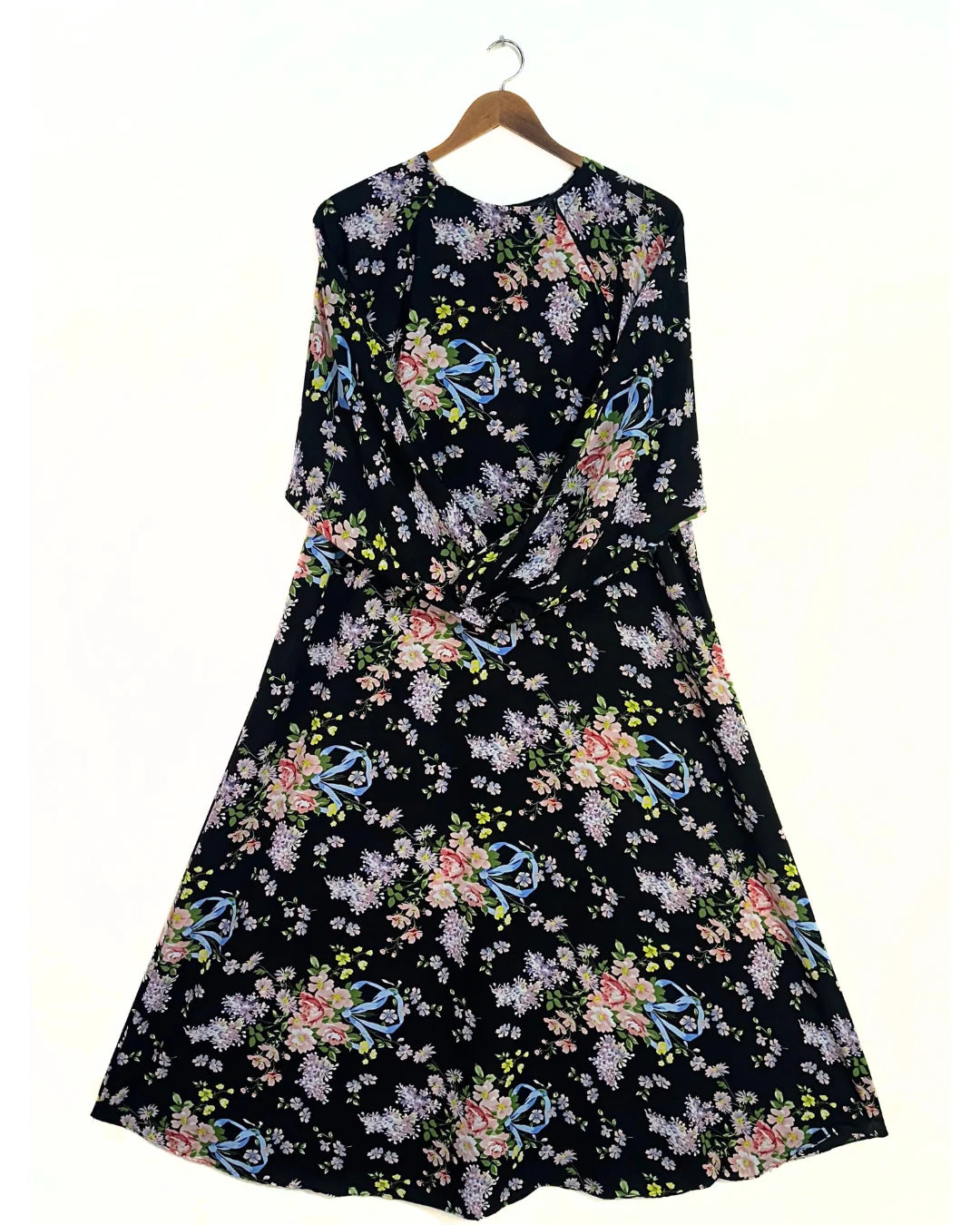 Black Floral Print Maxi Abaya