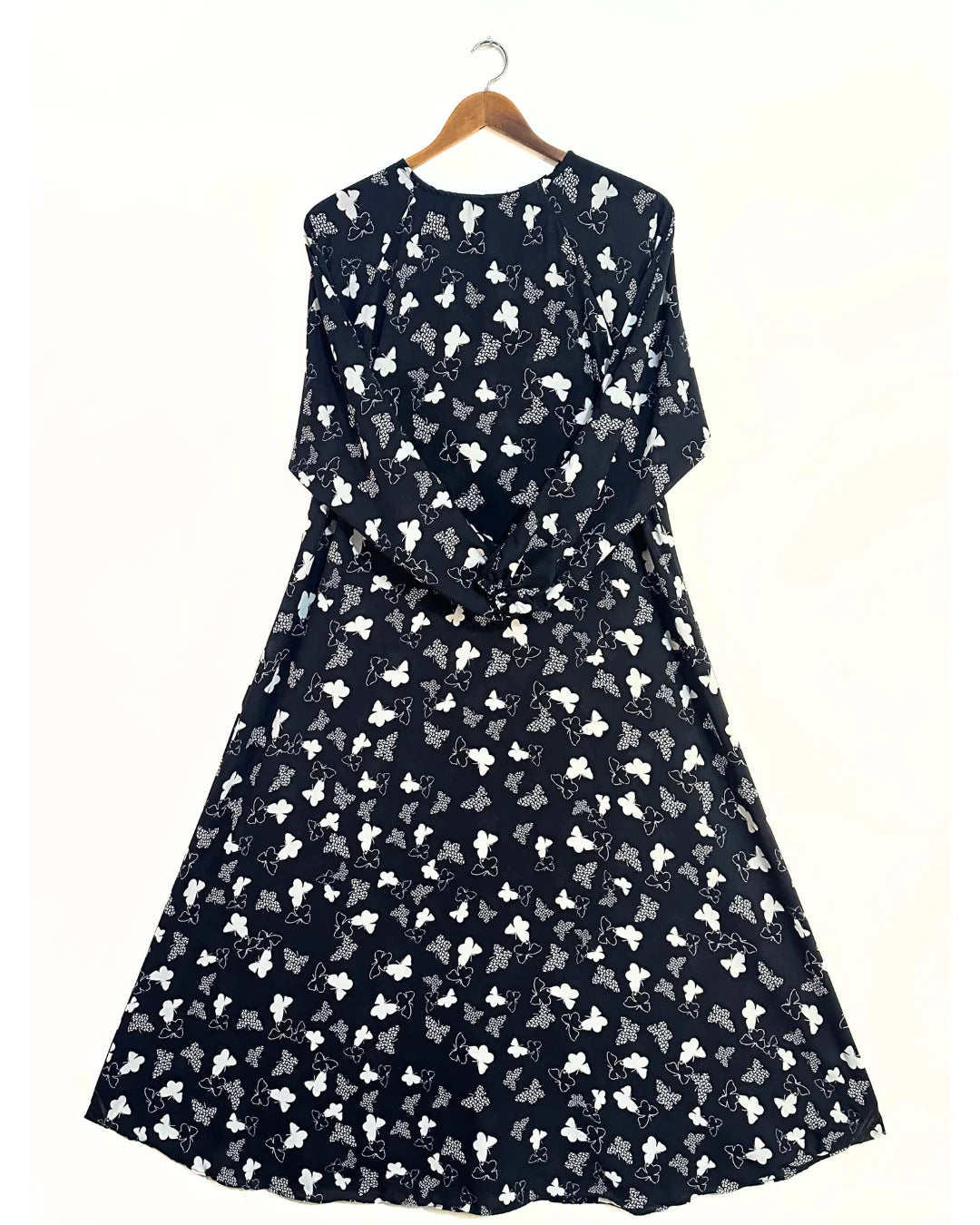 Black Butterfly Print Maxi Style Abaya